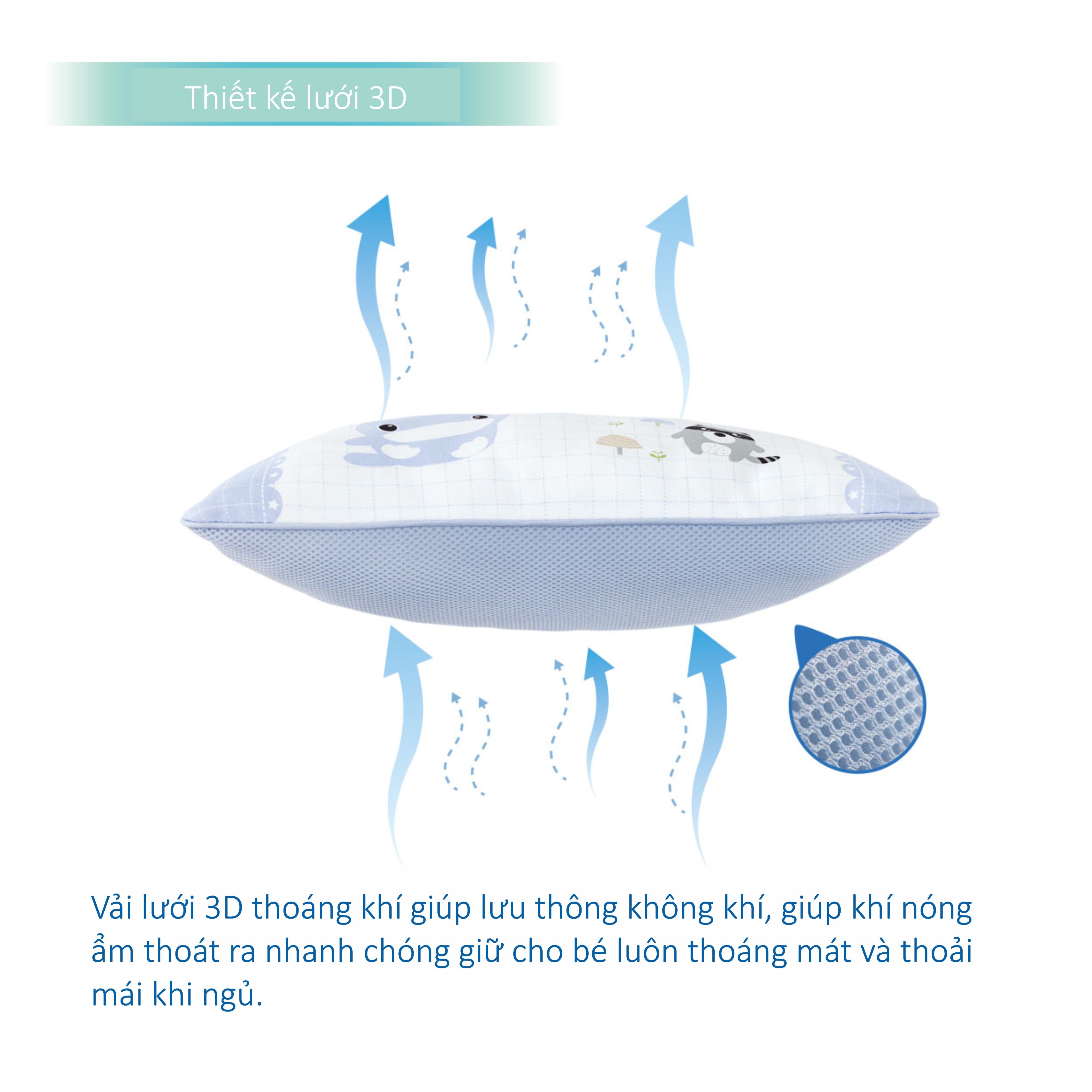 Gối cho bé mầm non KU.KU Duckbill thoáng khí 3D 42x28x7cm ku2087