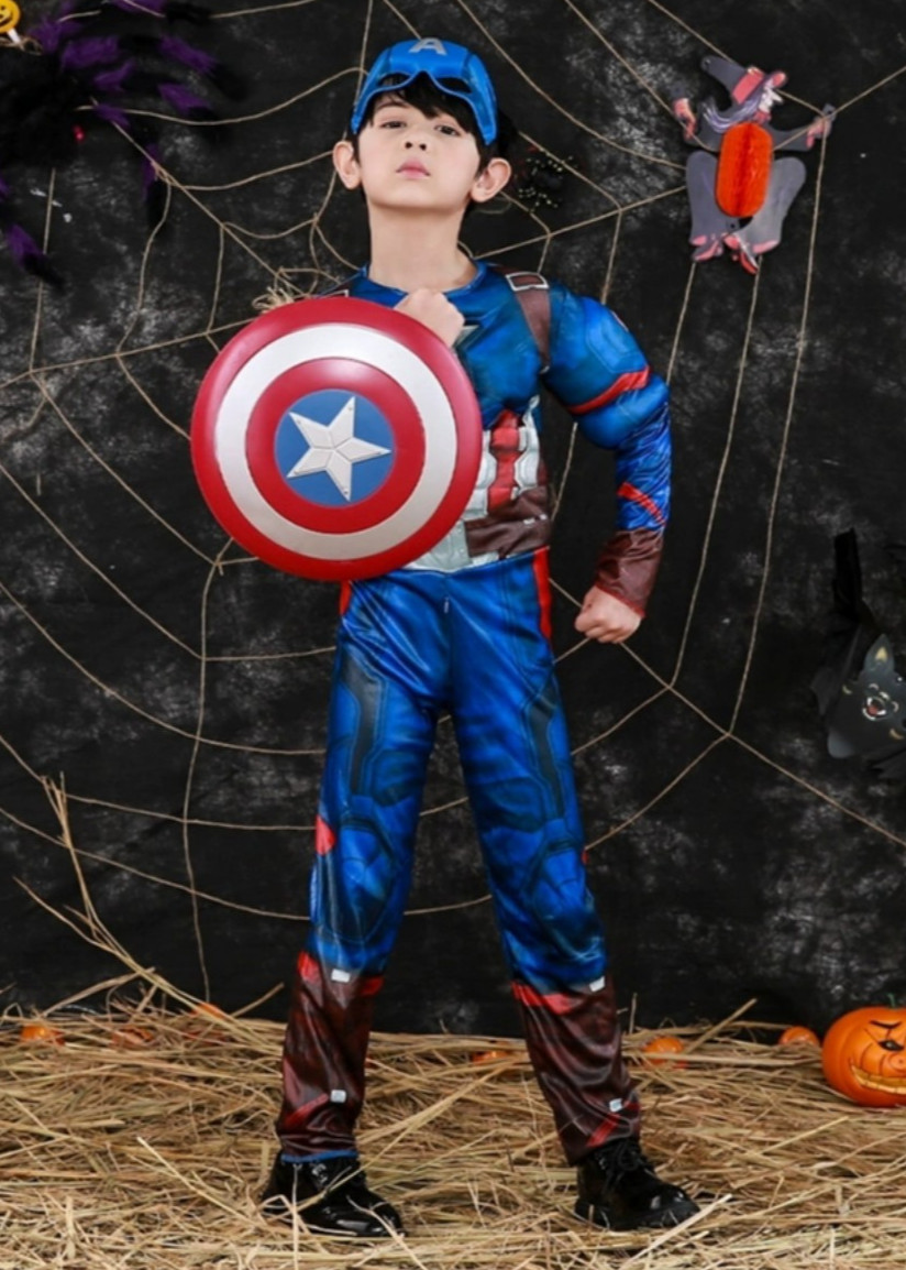 Trang Phục Đội Trưởng Mỹ Captain America Dành Cho Trẻ Em Kèm Mặt Nạ