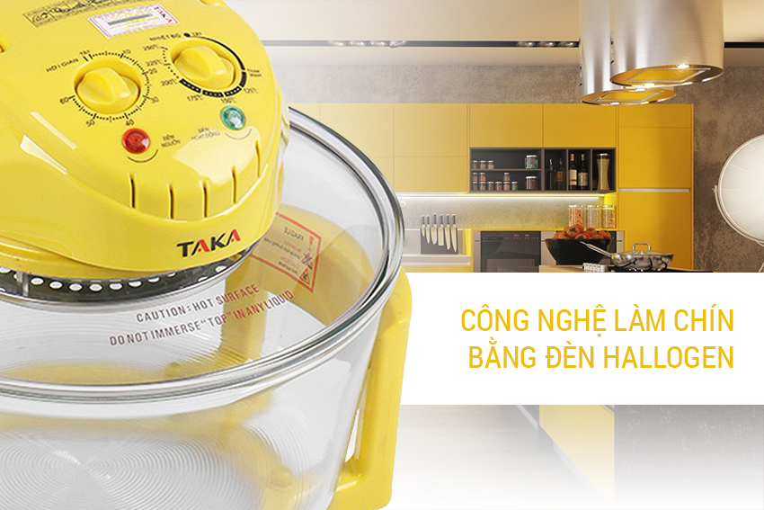 Lò Nướng Thủy Tinh Hallogen Taka TKE106 (12L) - Vàng - Hàng chính hãng