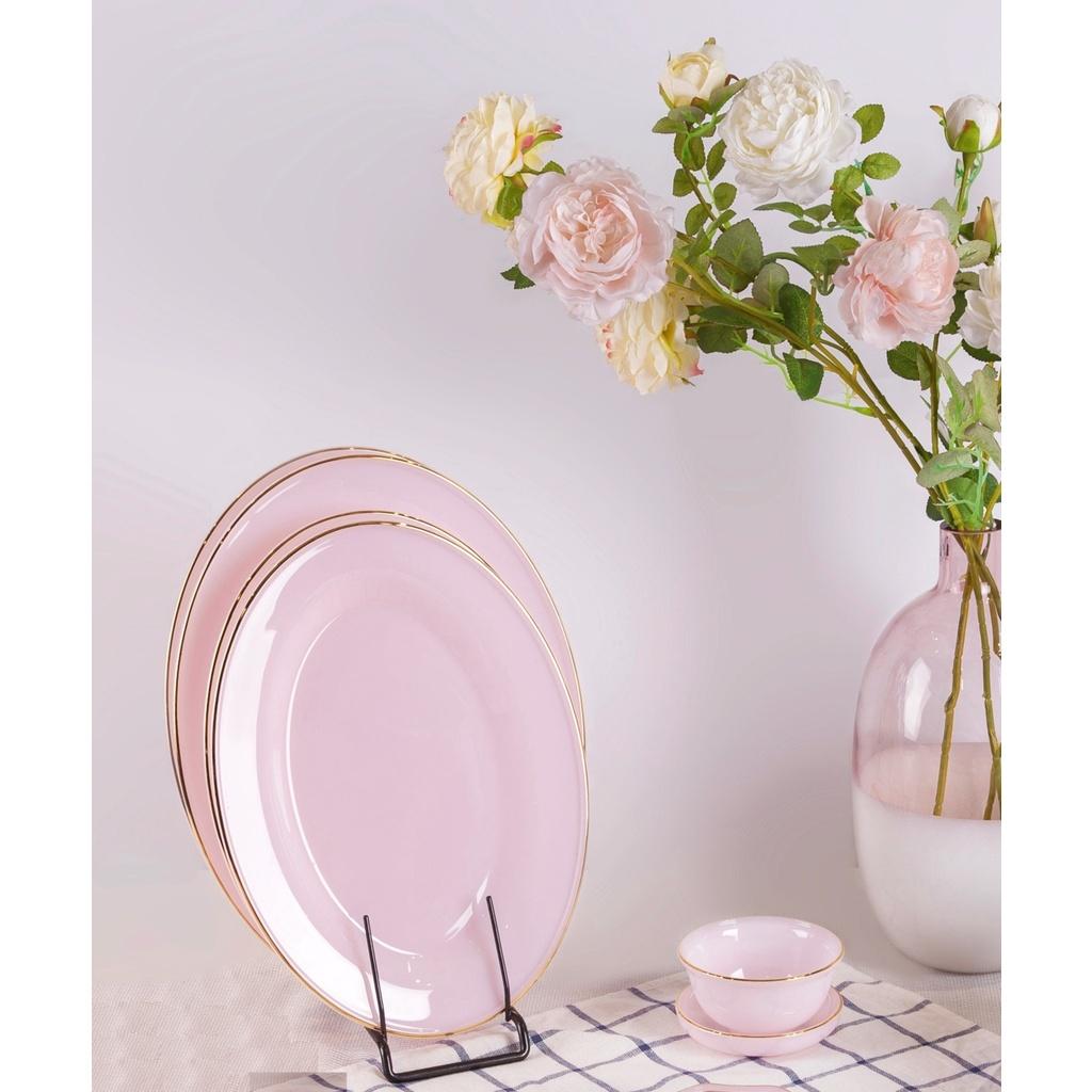 Bộ bát đĩa 18 sản phẩm thủy tinh ngọc Luxury USA Homeset màu hồng ngọc Ruby