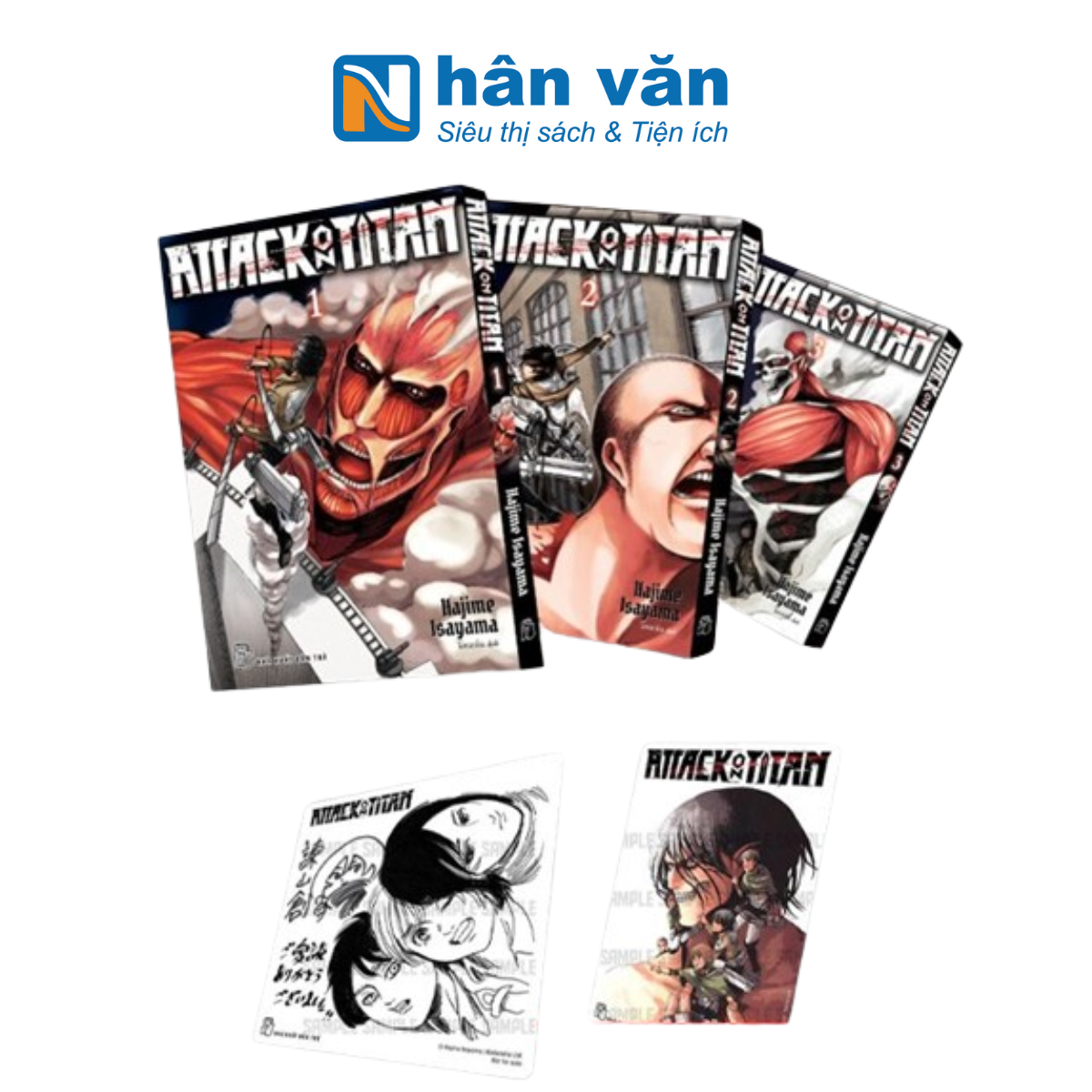 Bộ Manga - Attack On Titan: Tập 1 - 3 (Bộ 3 Tập) - Tặng Kèm Card PVC + Card Shikishi