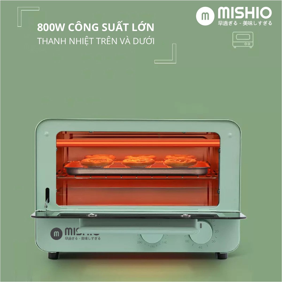 Lò nướng 12L Mishio MK342 dải nhiệt 60-230 độ