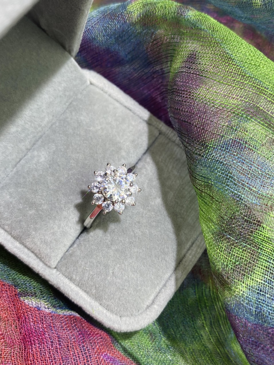 Bộ trang sức Bạc 925 xi Kim viên chủ Kim Cương nhân tạo Moissanite hạt 0.5-1.0 carat - S10.1.7.7