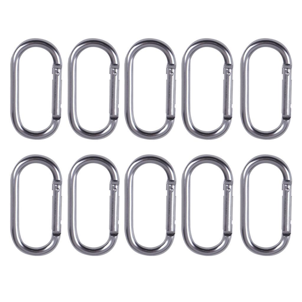 3x10x Locking Carabiner Clip Snap Hook Spring Karabiner Small Keychain Silver
