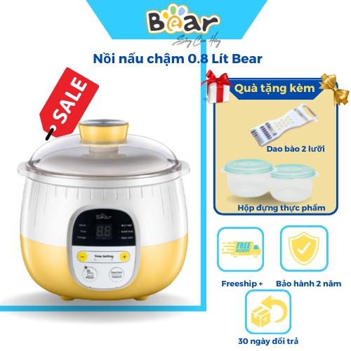 Nồi Nấu Chậm 0,8L Bear Chính Hãng, Nấu Cháo, Hầm, Hấp, Chưng Yến Bản Quốc Tế - Hàng chính hãng