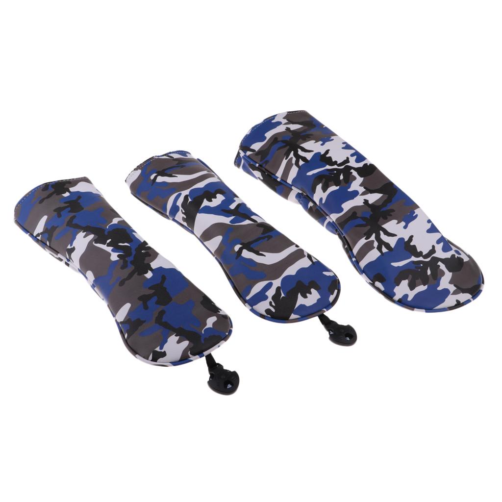 3Pcs Waterproof Premium PU Golf Headcover No. 1 3 5 Wood Driver Protector Set & Interchangeable No. Tag