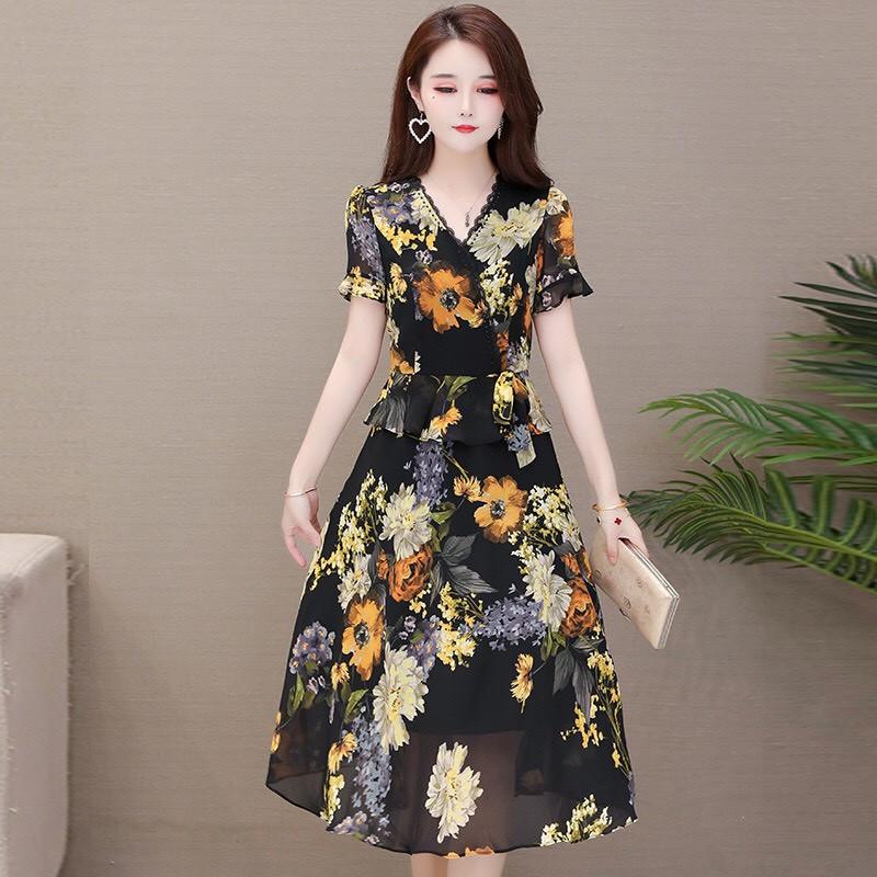 ĐẦM XOÈ HOA 3D CÁCH ĐIỆU - DT1329-160