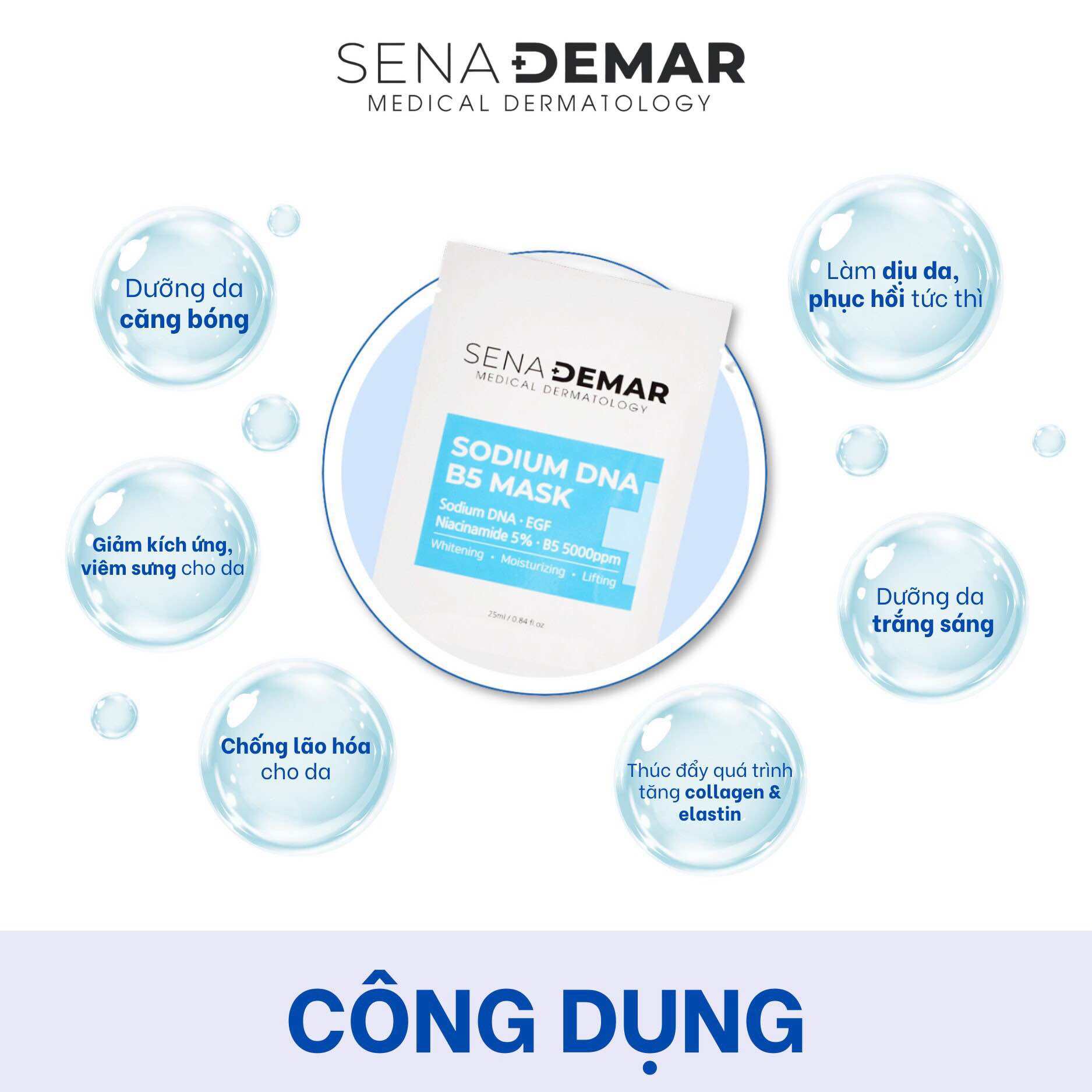 Combo 10 Miếng Mặt Nạ SENADEMAR Tế Bào Gốc Phục Hồi Dưỡng Ẩm 25ml/miếng hạn 2027