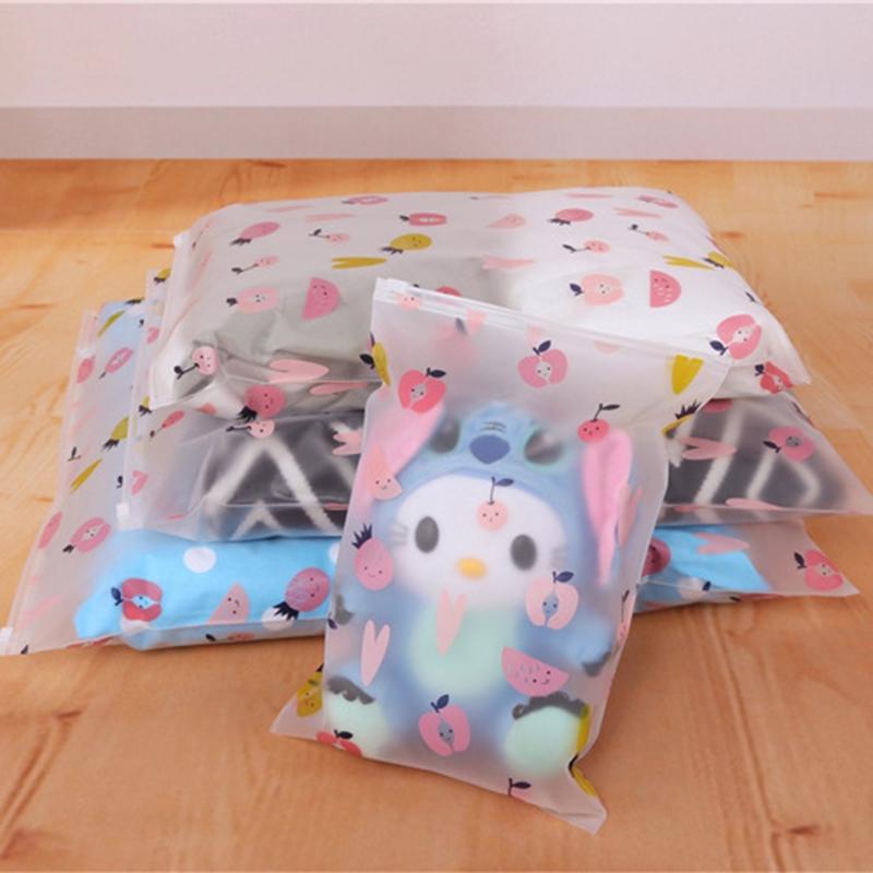 Túi zip đựng quần áo và mỹ phẩm bằng nhựa trong suốt họa tiết trái cây