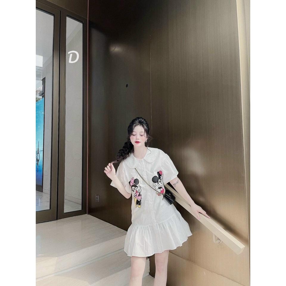 Đầm babydoll in hình họa tiết cổ bèo cực xinh cho nàng mẫu mới lạ mắt