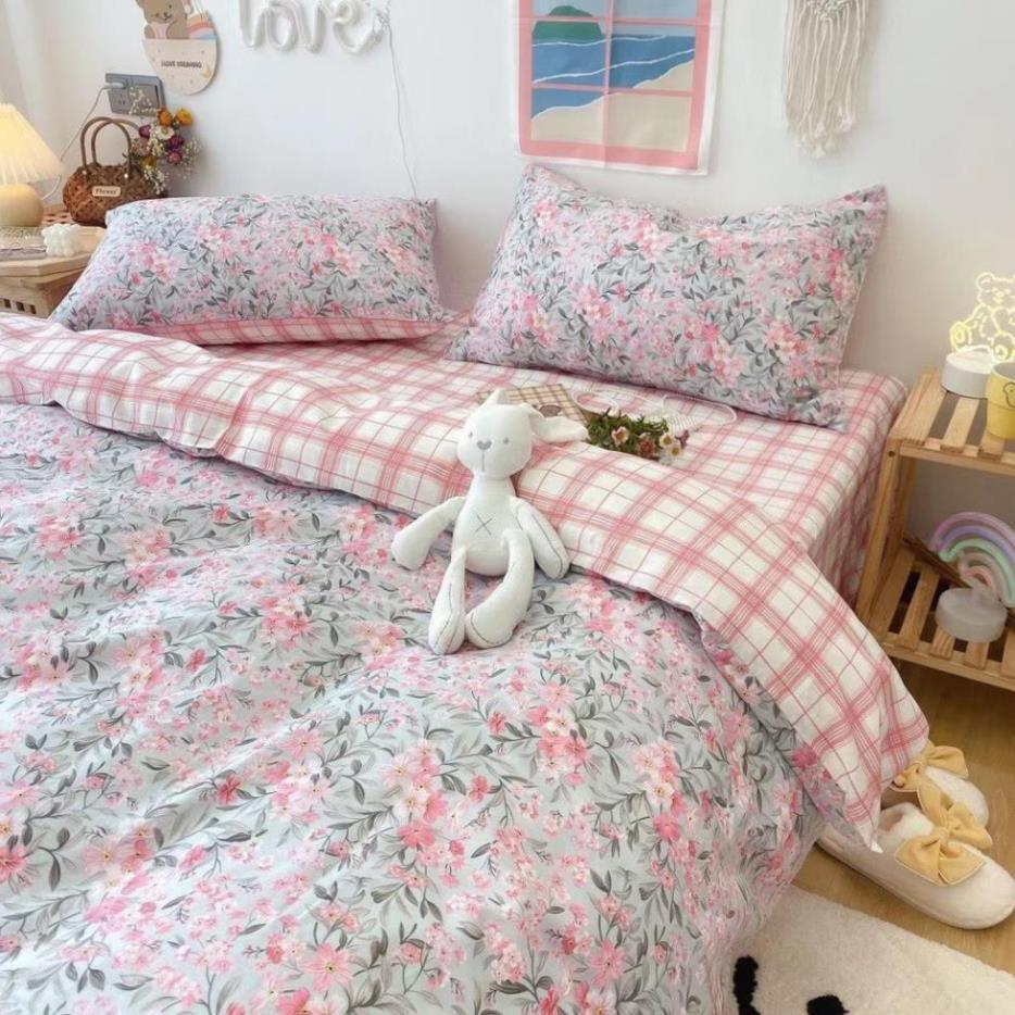 Bộ chăn ga gối Cotton Living 100% Nhànhím_Bedding đủ size giường nệm