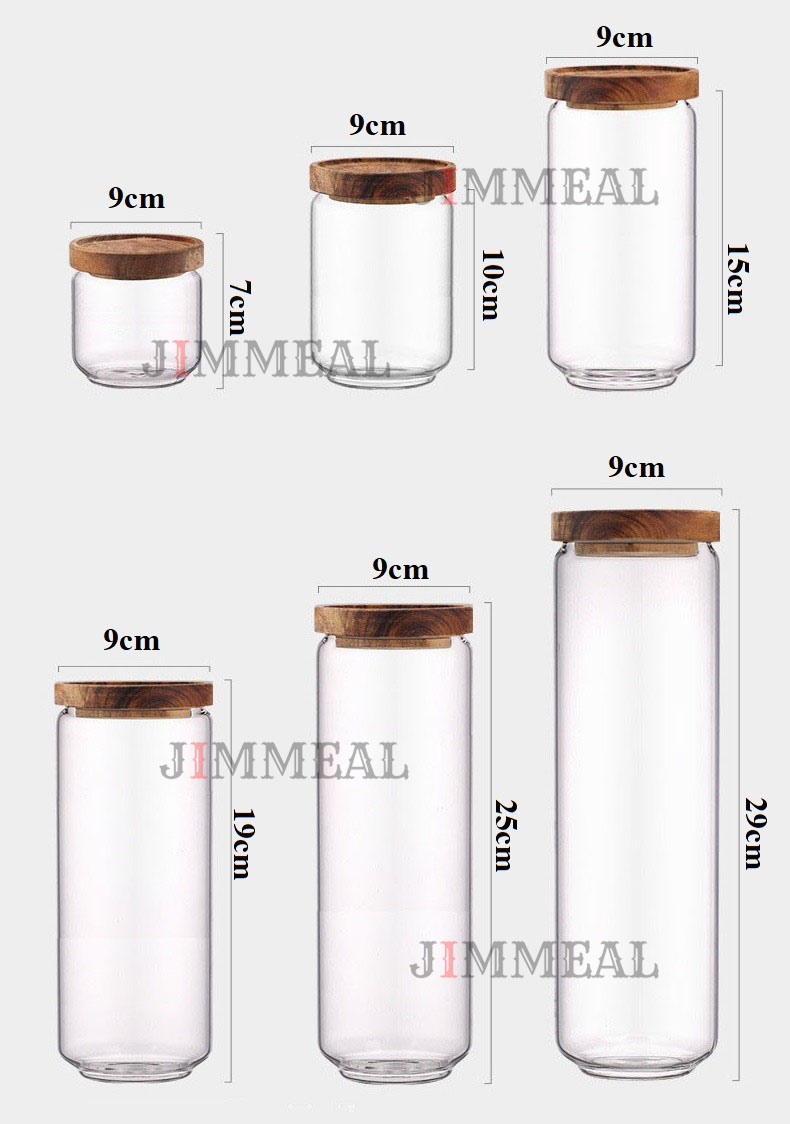 Lọ, Hộp, Hũ Thủy Tinh Nắp Gỗ Đục Lỗ JIMMEAL Cao Cấp 280ml 500ml 800ml 1000ml 1300ml 1600ml