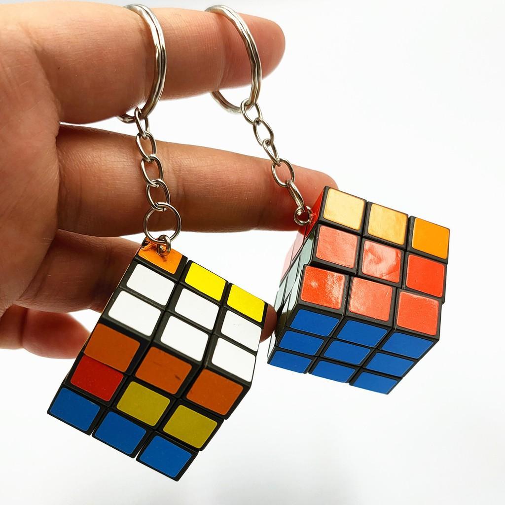Móc khóa rubik 3*3cm-Móc Khóa Rubik 3x3 Xoay Được Khối Lập Phương Rubik 3 Tầng Keychain-Móc khóa rubik vuông 3x3 độc đáo
