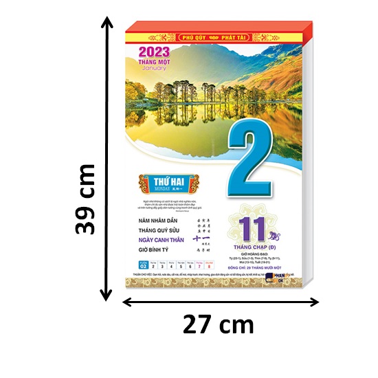 Lịch Bloc 2023 - Bloc lịch cỡ lớn kích thước 27 x 39 cm - NH03