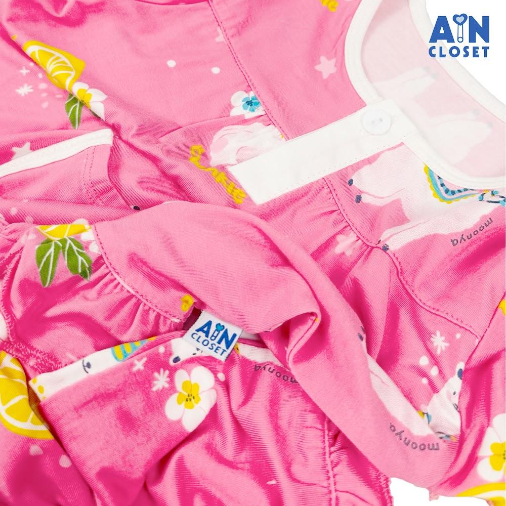 Bộ quần áo Ngắn bé gái họa tiết Lạc Đà Lama Hồng thun lụa - AICDBG8KQEO0 - AIN Closet