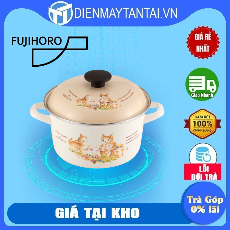 Nồi Tráng Men Cao Cấp Nhật Bản Fujihoro (Hoa Văn Con Mèo) KIT-1.5