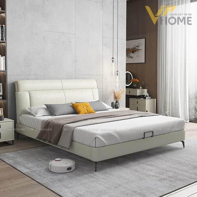 Giường ngủ bọc da nhập khẩu phong cách tân cổ điển đẹp GBD-20163
