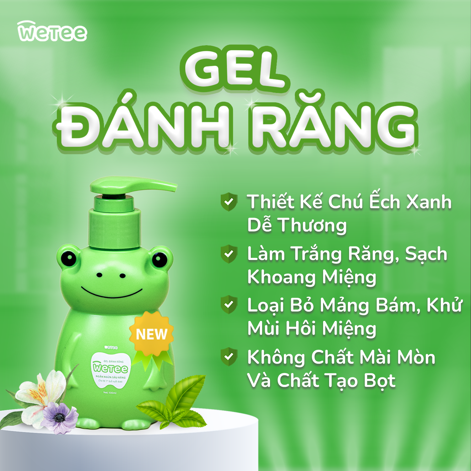 Gel Đánh Răng Wetee Cho Bé 100ml, Thiết Kế Dễ Thương