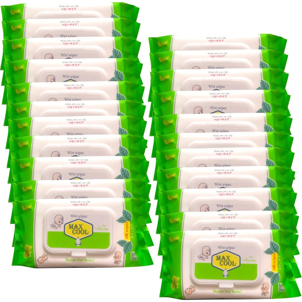 Combo 22 Gói Khăn Ướt Max Cool Không Hương - Xanh
