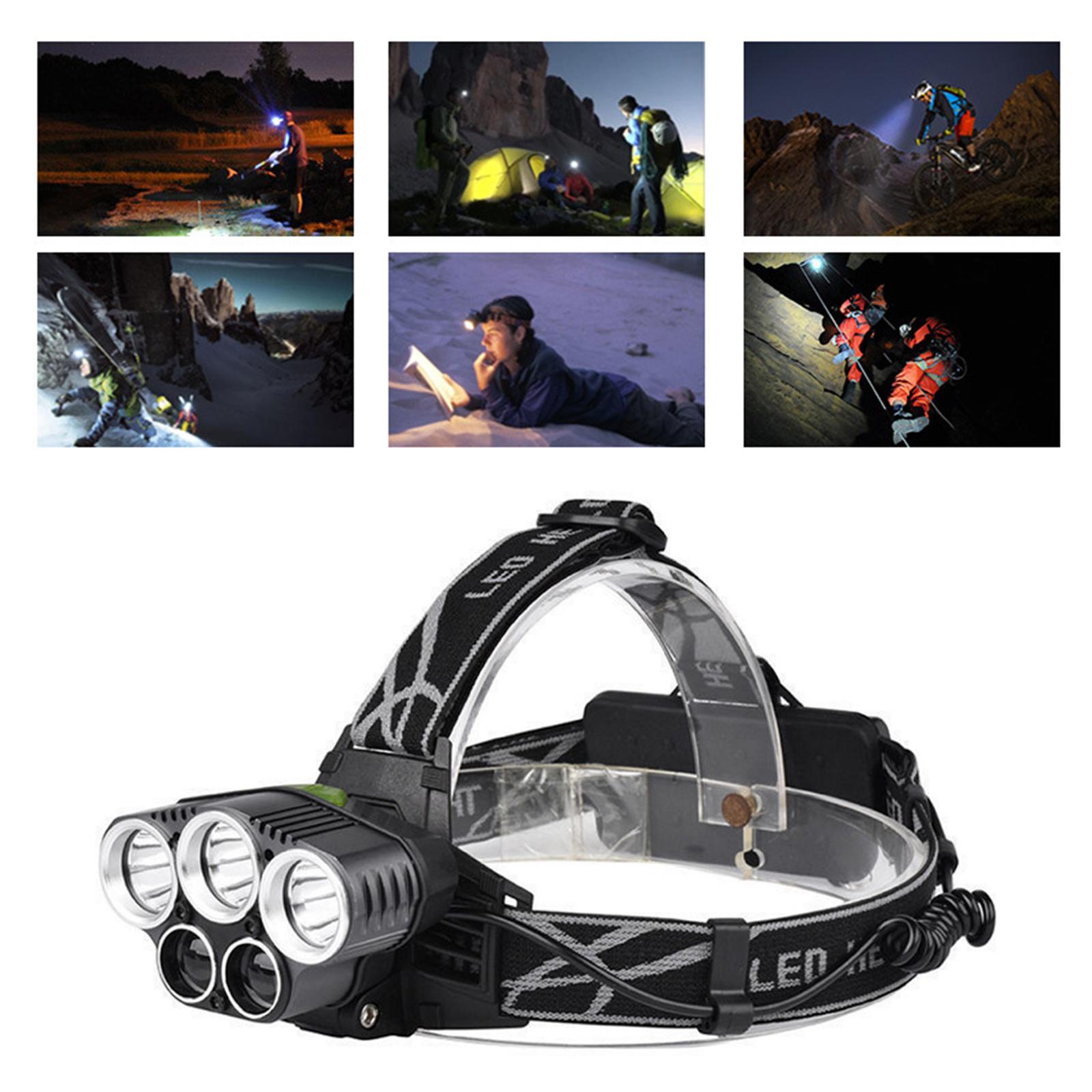Lightweight USB Rechargeable Adjustable 6 Modes Headlamp for Camping Fishing