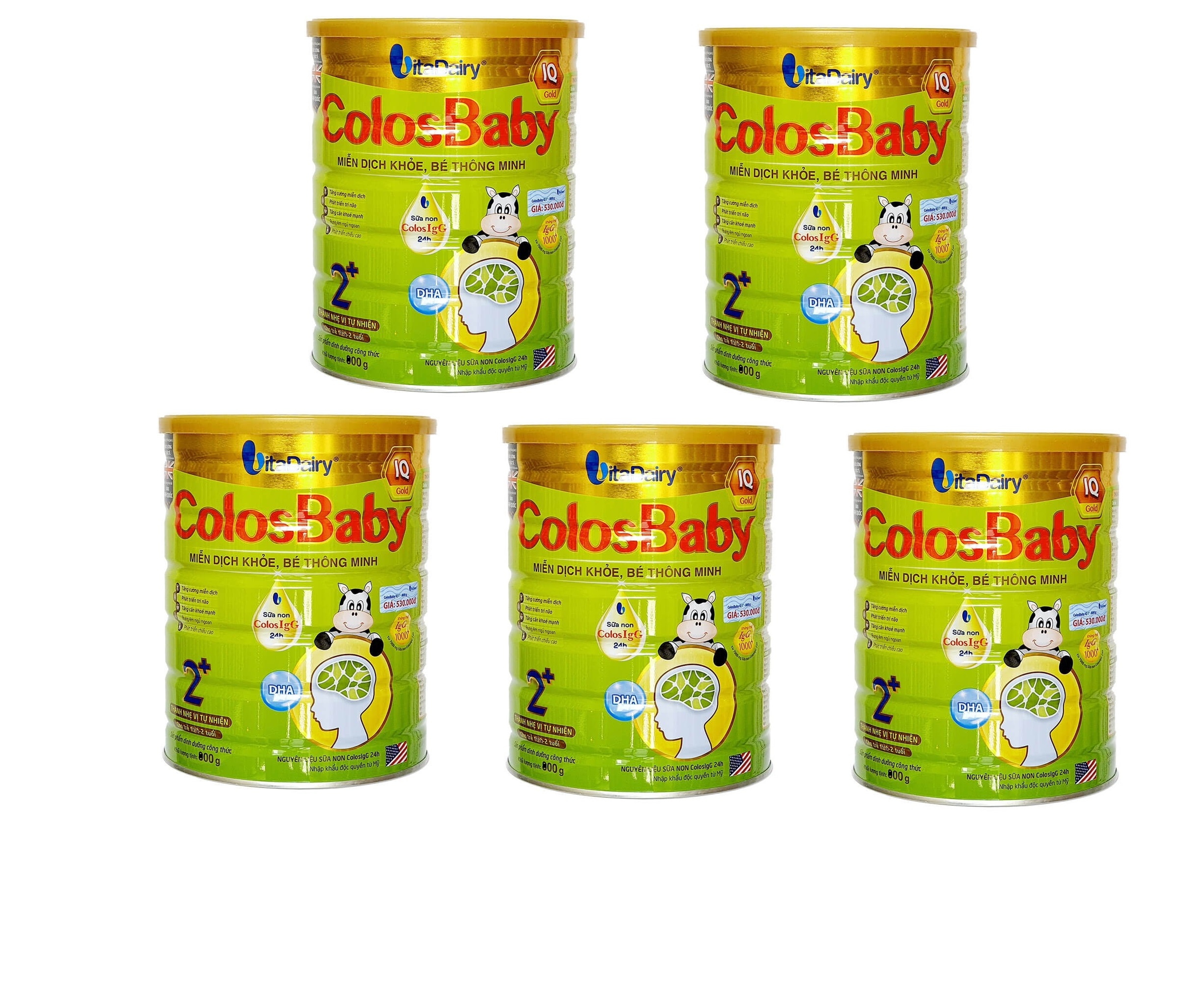 Combo 5 lon Sản Phẩm Dinh Dưỡng Công Thức ColosBaby IQ 2+ lon 800g