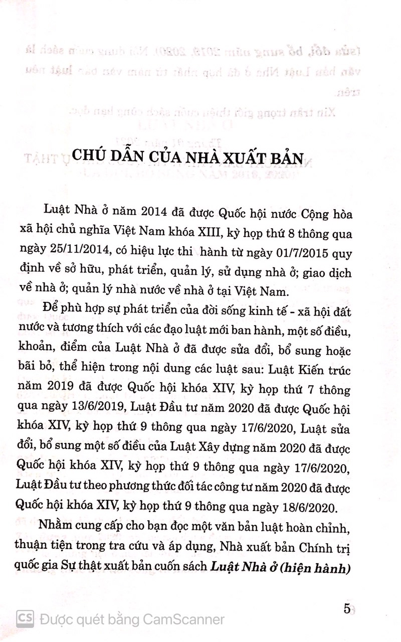 Luật nhà ở ( Hiện hành ) ( Sửa đổi , bổ sung năm 2019, 2020)