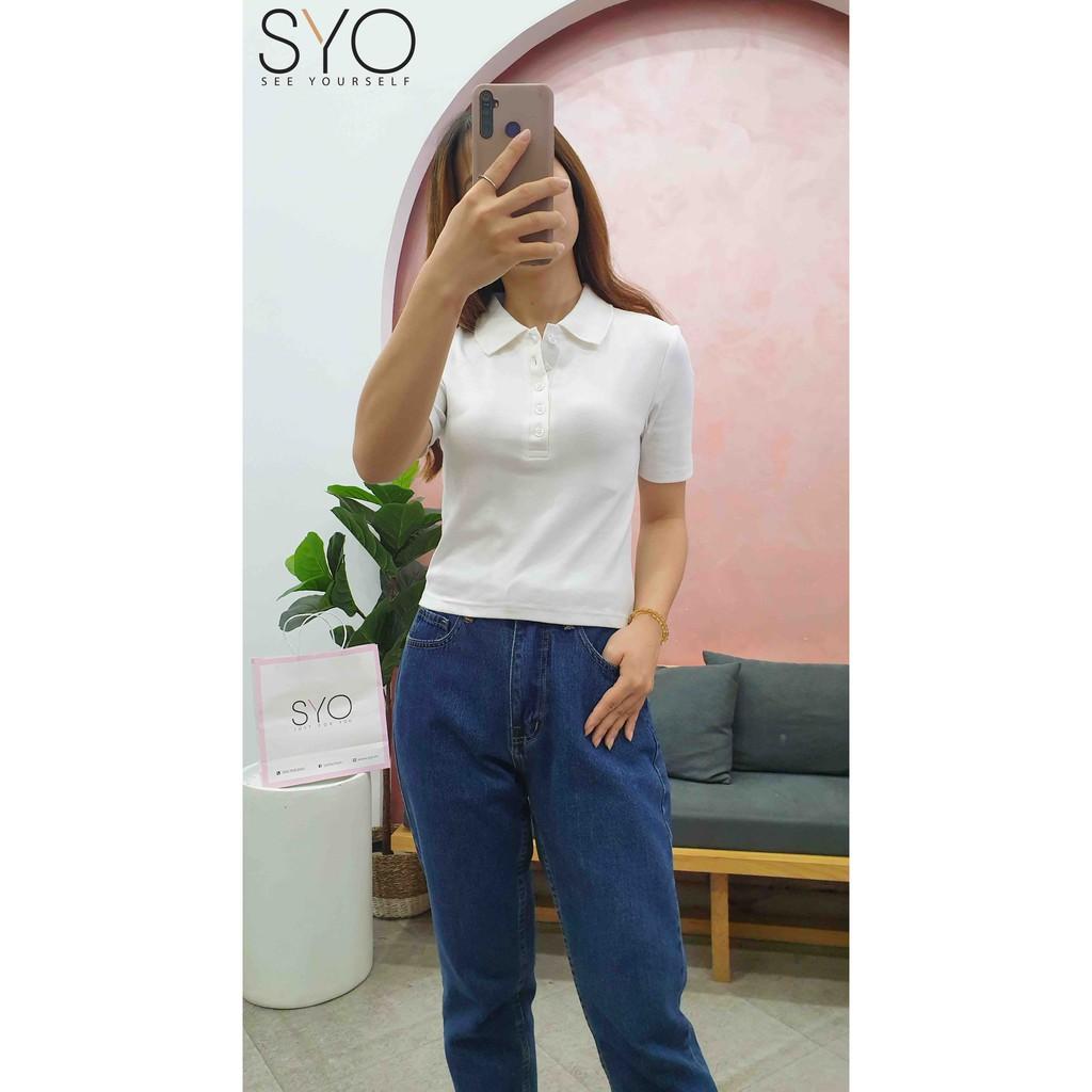 Áo phông nữ dáng polo croptop cổ đức SYO A3001-21