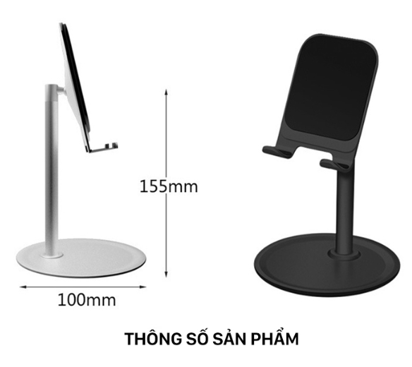 Giá đỡ điện thoại K1 , K2 đế tròn khung nhôm chắc chắn đế tròn desktop