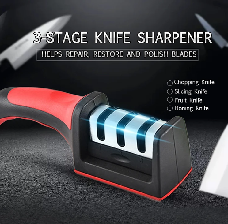 Dụng cụ mài dao kéo KGZ08 đa năng cực sắc bén dễ sử dụng, tốc độ nhanh tiện lợi (màu ngẫu nhiên) 3rãnh- Hàng chính hãng