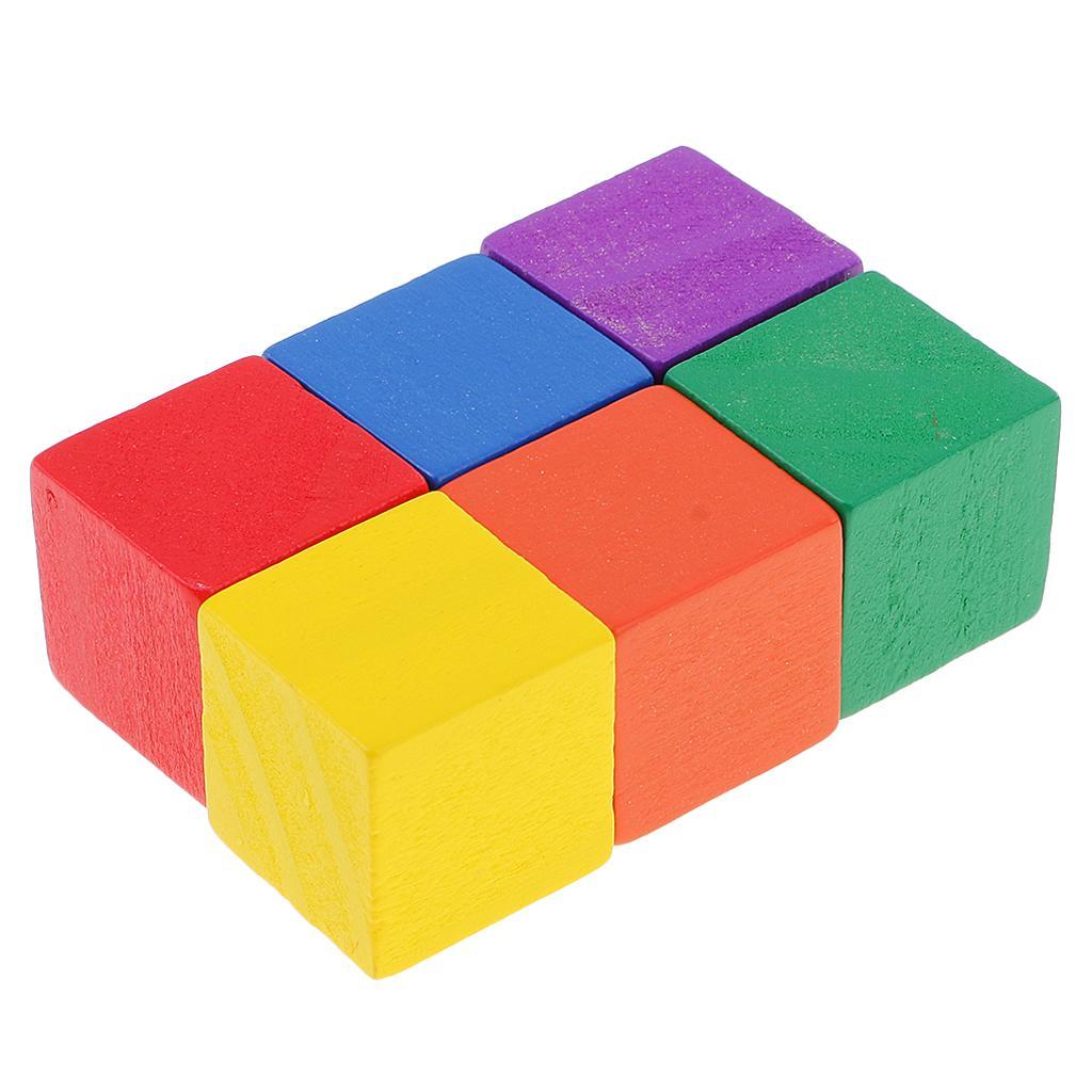 2x 100 Pieces Multicolor Wooden Cubes Square Blocks Crafts Decoration