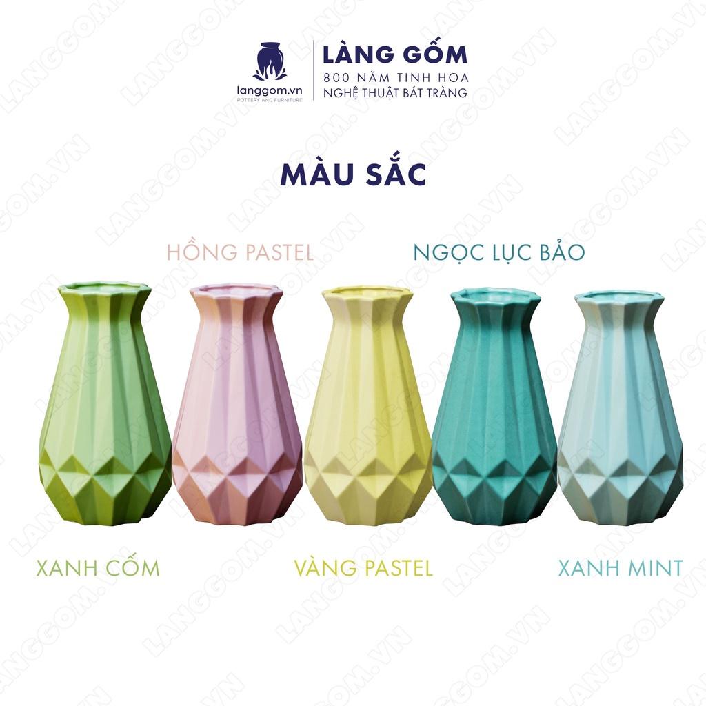 Bình hoa trang trí, Lọ hoa men mát ống kim cương - Gốm sứ Bát Tràng - langgom.vn