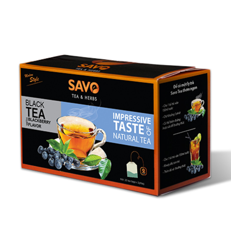 Trà SAVO Việt Quất (Blackberry Tea) - Hộp 25 Gói  x 2g