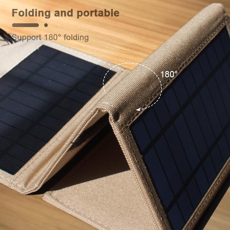 ETFE SOLAR PANEL 5V 10W Ngân hàng năng lượng mạnh có thể gập lại cho điện thoại di động ngoài trời không thấm nước usb sạc pin mặt trời để cắm trại: màu đen