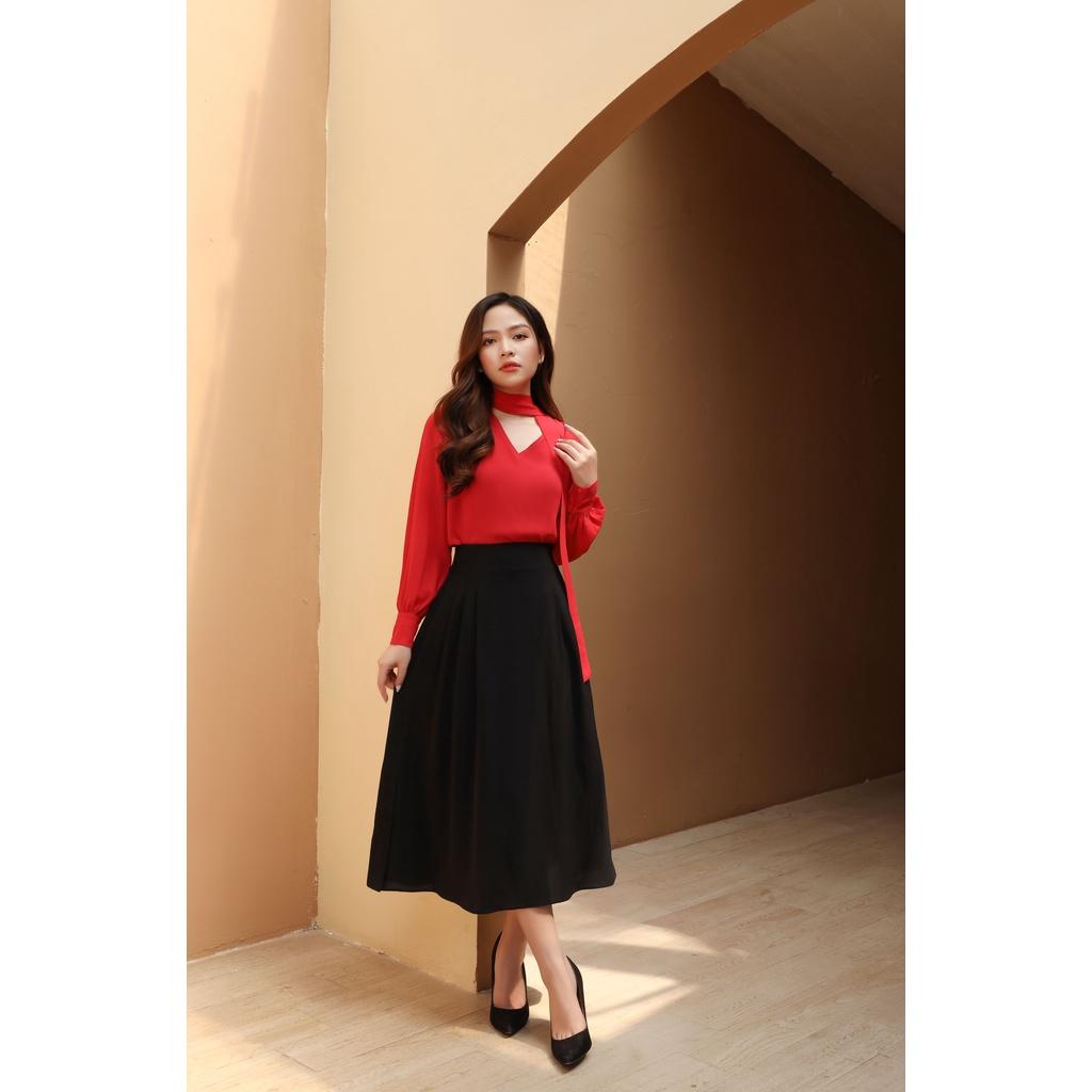 Chân Váy Tà Chồng , Chiết Ly Dọc Eo , Chất liệu: Poly Linen: 40%Linen 60% Polyester SKI3008 CLARA MARE