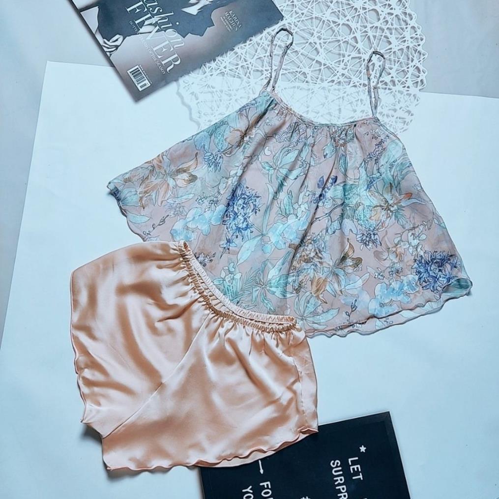 Đồ ngủ nữ️FREE SHIP️Đồ ngủ sexy lụa Chiffon phối Satin cao cấp mềm mại xinh xắn kèm hình thật shop chụp