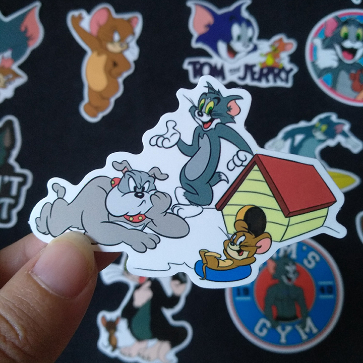 Bộ Sticker dán cao cấp chủ đề TOM and JERRY - Dùng dán Xe, dán mũ bảo hiểm, dán Laptop