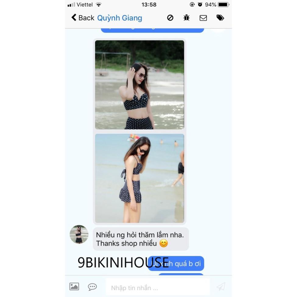 freeship Bikini 2 mảnh chấm bi váy vây cá