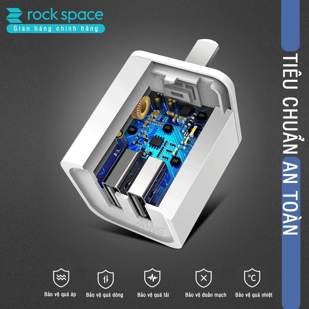Bộ củ cáp sạc nhanh Rockspace T22 PRo dành cho Iphone , 2 cổng sạc nhanh không nóng máy - Hàng chính hãng