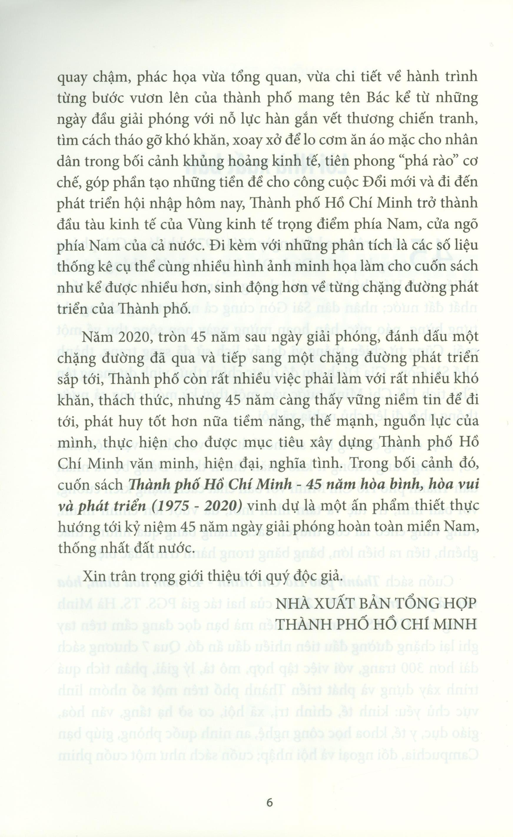 Sách Thành Phố Hồ Chí Minh 45 Năm Hòa Bình, Hòa Vui Và Phát Triển (1975 - 2020)