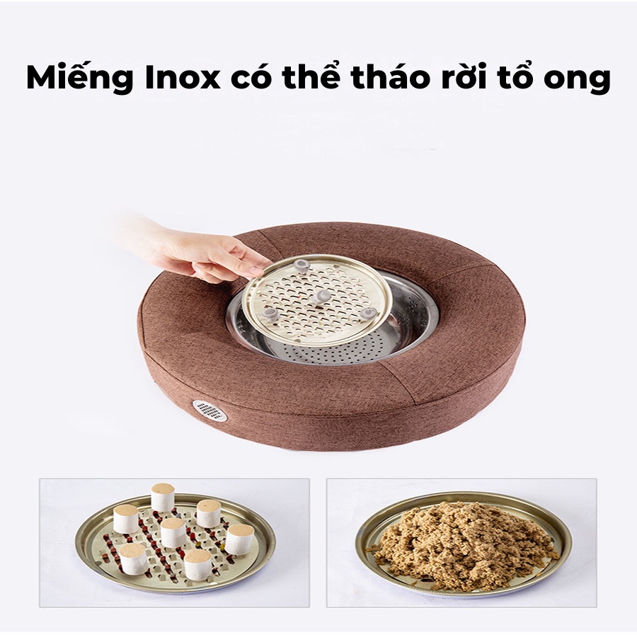 Đệm Xông Ngải Cứu Điều Chỉnh Nhiệt Độ, Ghế Xông Ngải Cứu Kèm Ngải đoạn 108 viên, Ga Bọc Vệ Sinh Sang Trọng