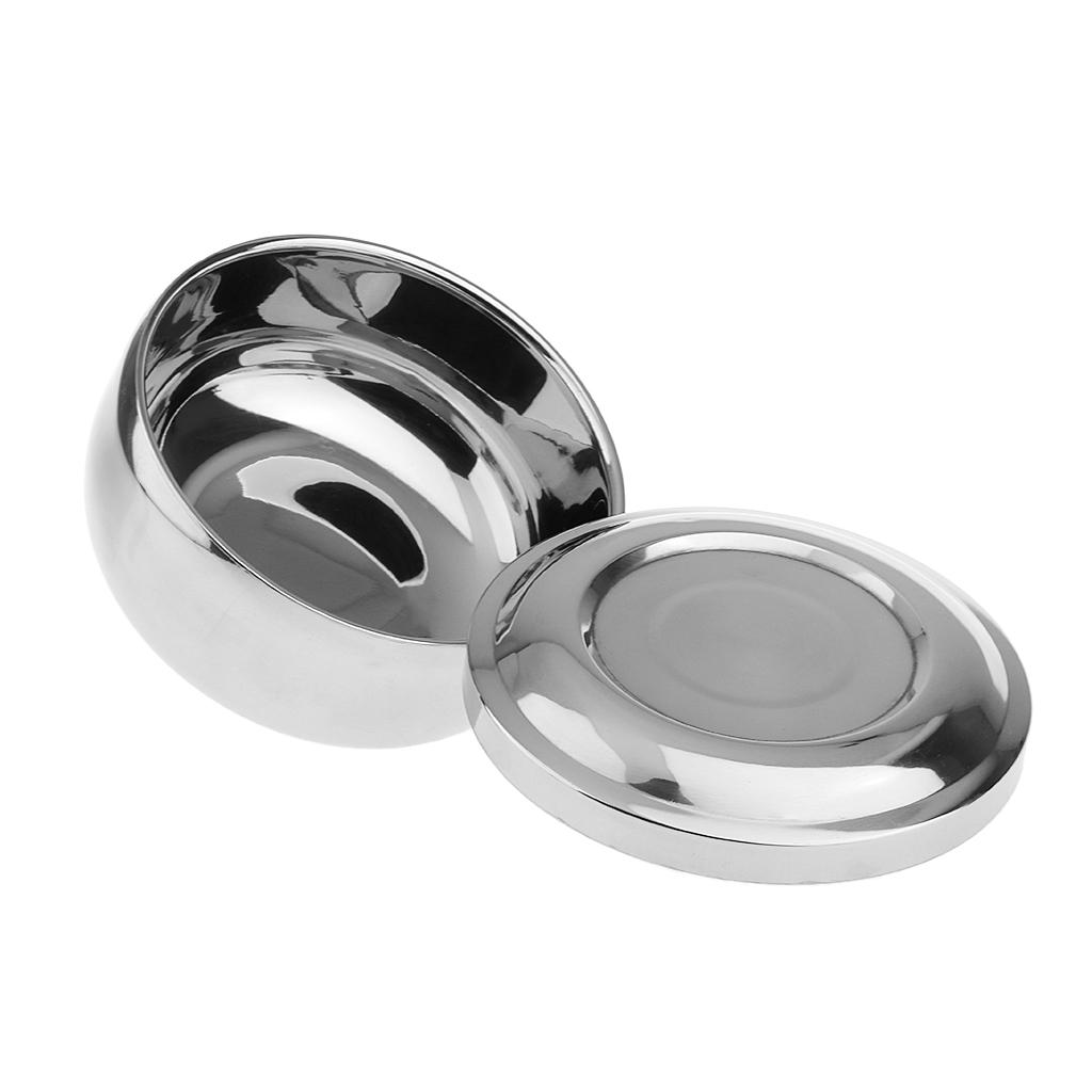 Men's Stainless Steel Metal Shaving Mug Bowl Barber Beard Cup Soap Cream Mug with Lid Shave Brush Holder Tool