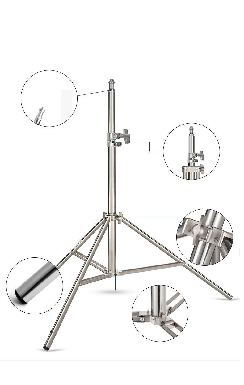 Chân Tripod Inox 2M Chân Cho Đèn Led Live Studio 200cm