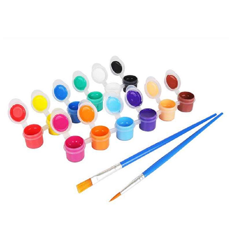 Bộ 12 Màu Vẽ Acrylic 3ml Kèm 2 Cọ Vẽ Giúp bé tô vẽ đồ chơi gỗ - tô tượng - vẽ 3D