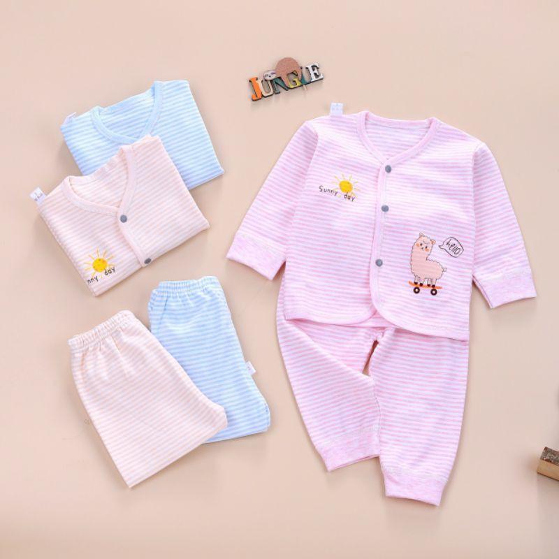 Bộ quần áo cotton nỉ chất đẹp cho bé sơ sinh mặc thu đông