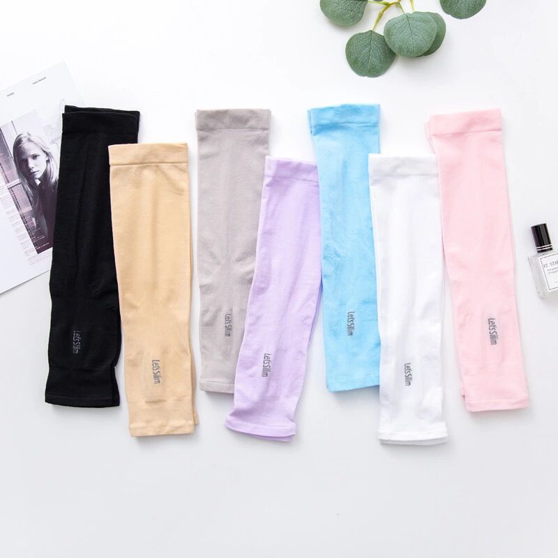 1 Đôi Găng Tay Chống Nắng Hàn Quốc Xỏ Ngón Let's Slim Dày Dặn Ngăn Tia UV Giao Màu Ngẫu Nhiên