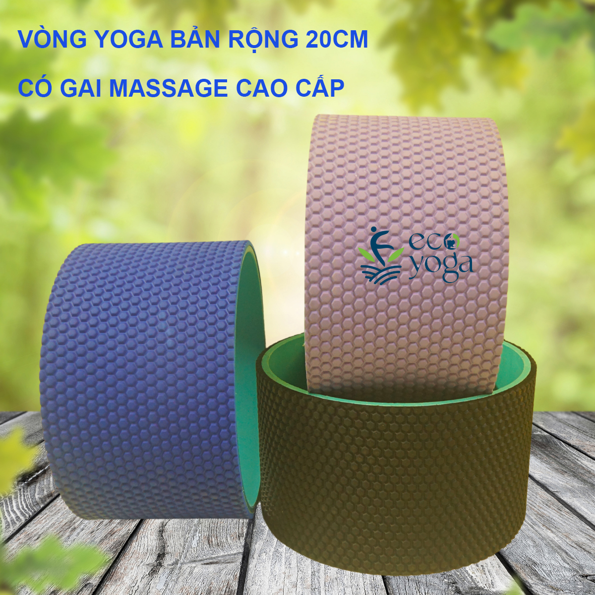 Vòng tập yoga bản rộng 20cm bề mặt gai 3D dày 8mm hỗ trợ tập yoga gym thể hình , massage lưng và hỗ trợ các tư thế chuyên nghiệp , kích thước 32x32x20cm - Hàng Chính Hãng