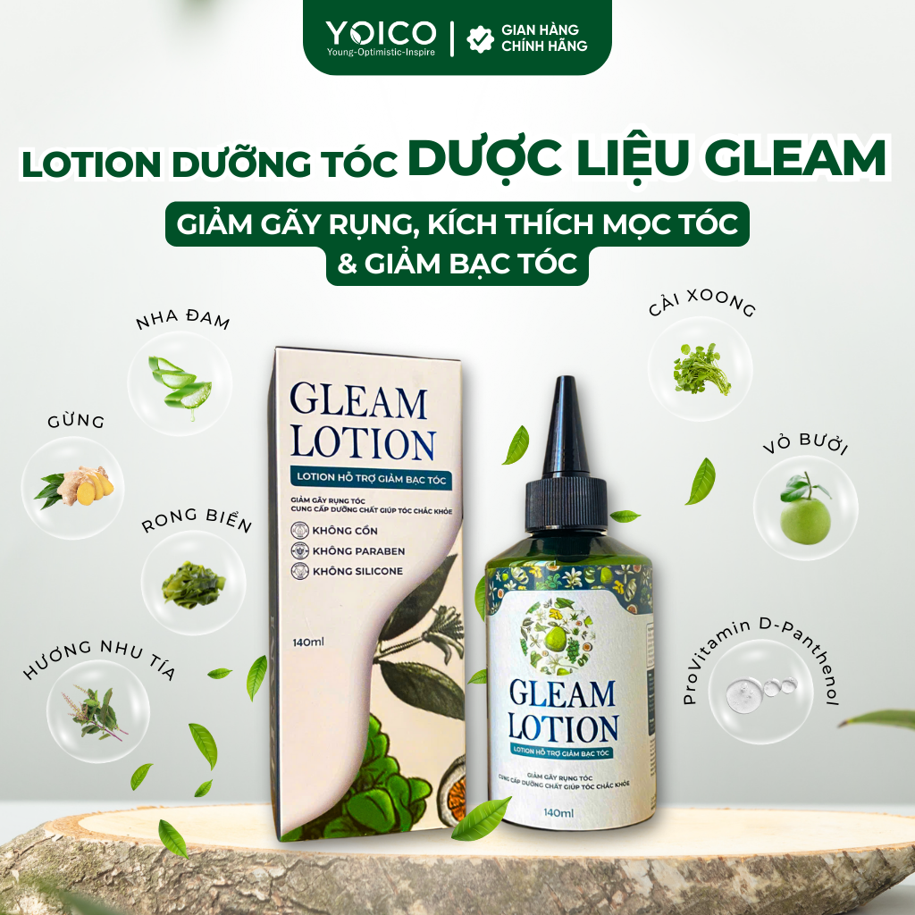 Lotion Dưỡng Tóc Dược Liệu Gleam 140ml - Giảm Gãy Rụng, Giảm Bạc Tóc &amp; Kích Thích Mọc Tóc