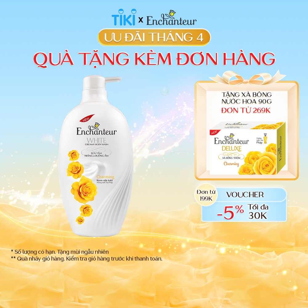 Sữa tắm trắng và dưỡng ẩm Enchanteur Charming nồng nàn duyên dáng White Creamy Body Wash 650gr