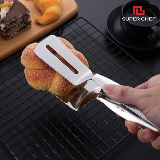 Kẹp Gắp Thức Ăn Inox 304 Cao Cấp Cán Dài Super Chef Sáng Bóng, Tiện Lợi Hỗ Trợ Chiên, Nướng, Luộc,.. và Siêu Bền Bỉ