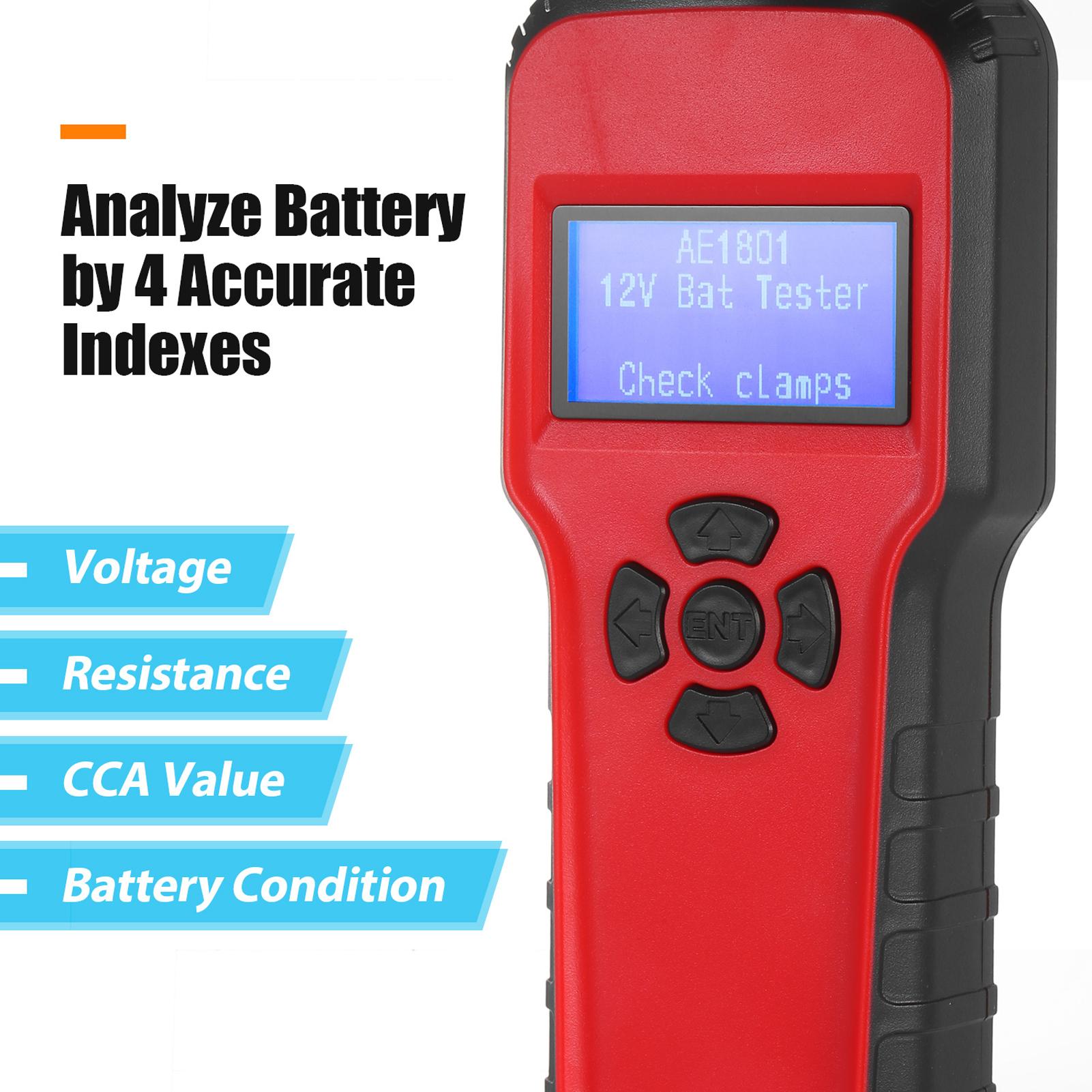 AE1801 Digital 12 V Battery Analyzer Car Battery Tester Battery Capacity Voltage Testing Device Voltage Resistance CCA Value Battery Condition Analyzing